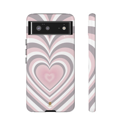 Pink & Grey Heart Phone Case For Valentine's day