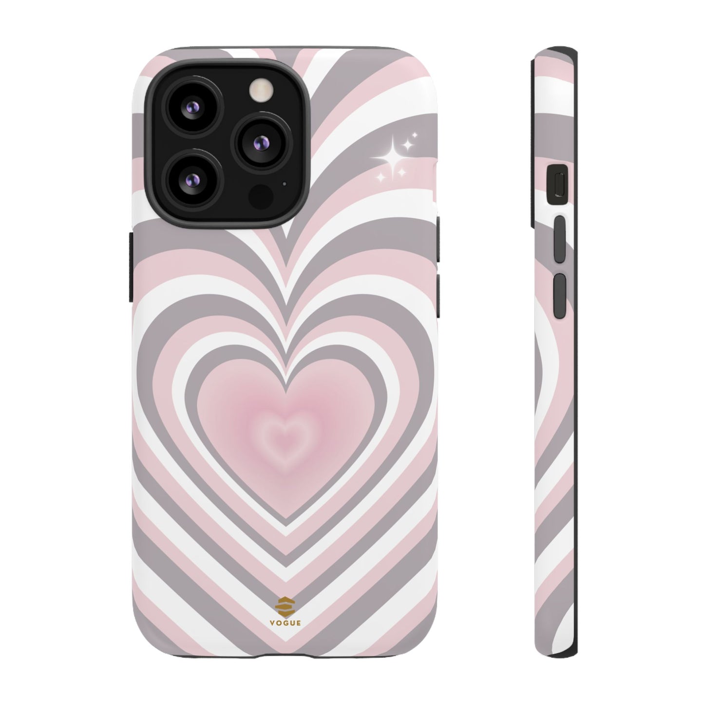 Pink & Grey Heart Design - Phone Case, Love, Valentine's Day Gift for Her