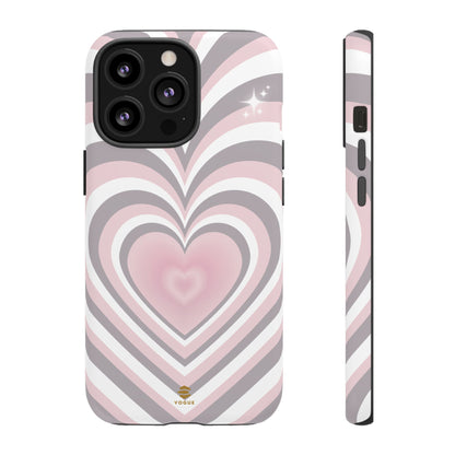 Pink & Grey Heart Design - Phone Case, Love, Valentine's Day Gift for Her