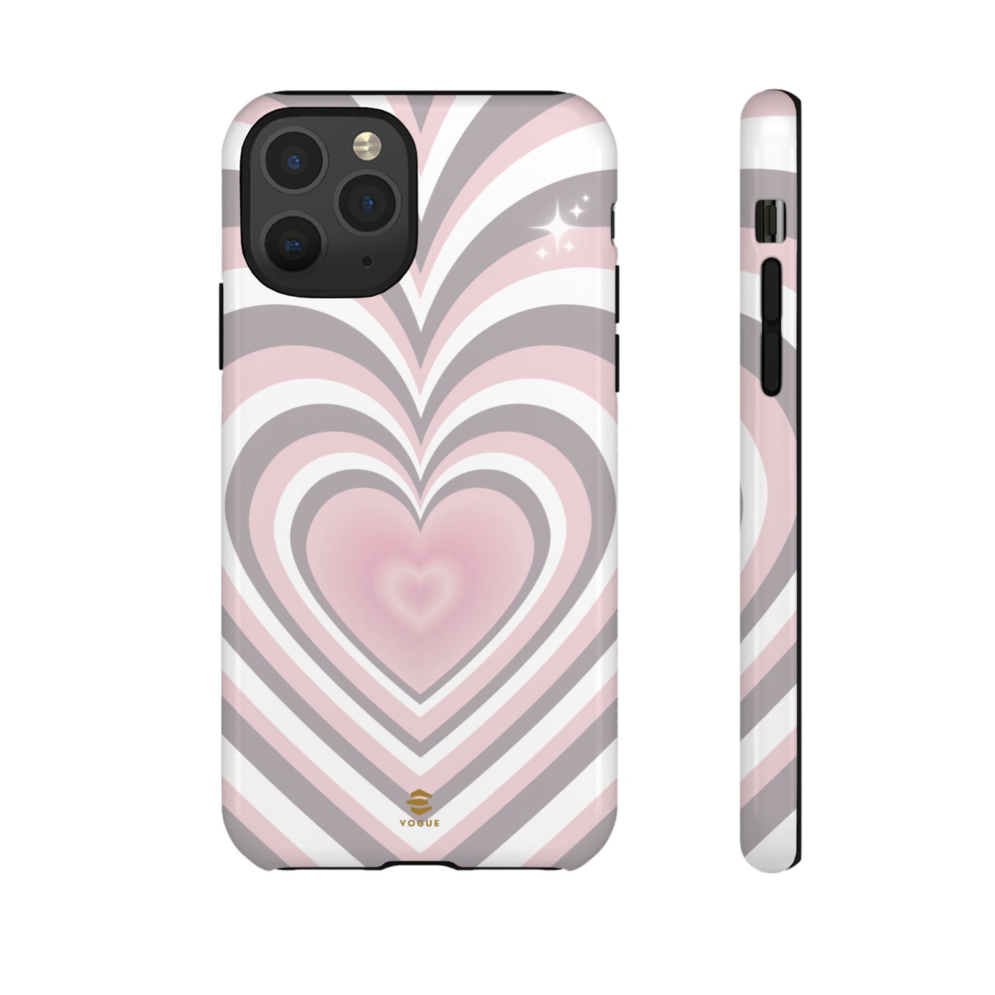 Pink & Grey Heart Design - Phone Case, Love, Valentine's Day Gift for Her