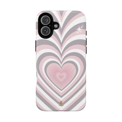 Pink & Grey Heart Design - Phone Case MagSafe, Love, Valentine's Day Gift for Her