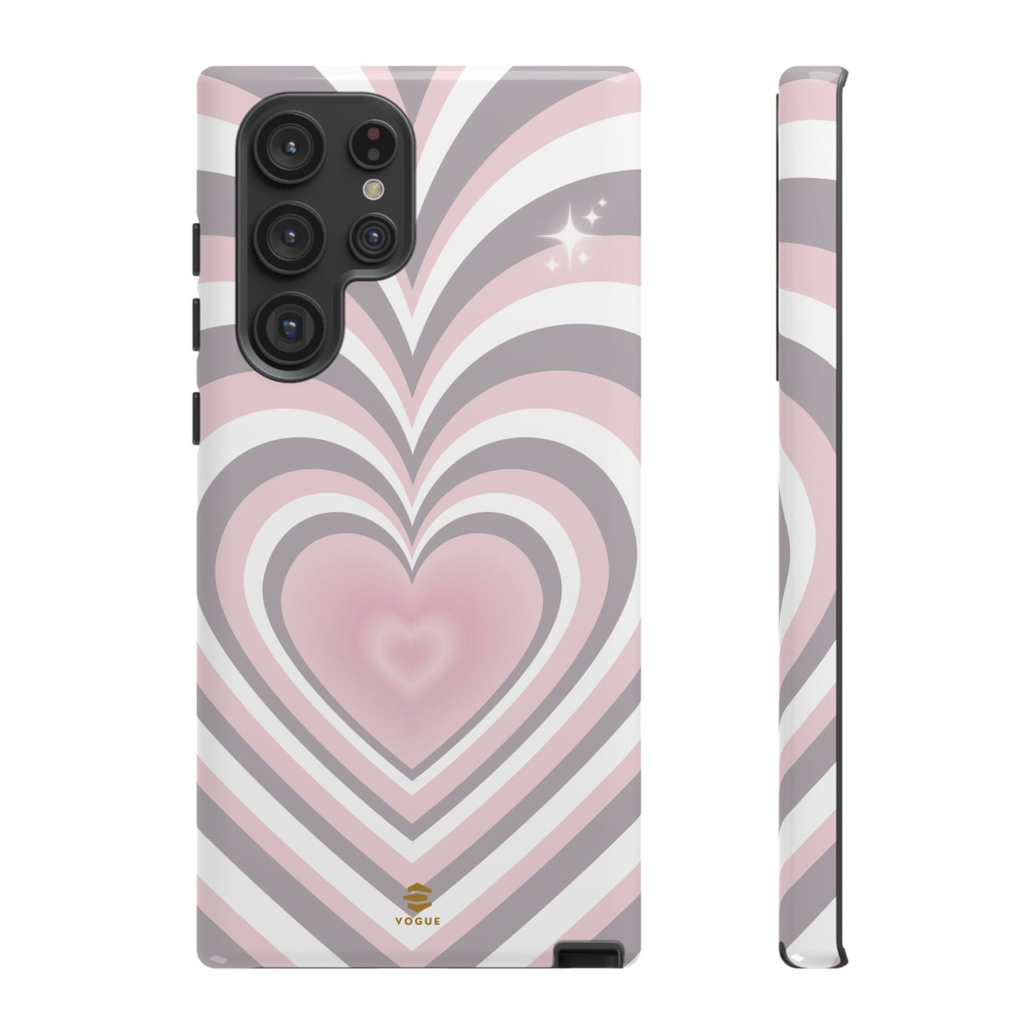 Pink & Grey Heart Design - Phone Case, Love, Valentine's Day Gift for Her