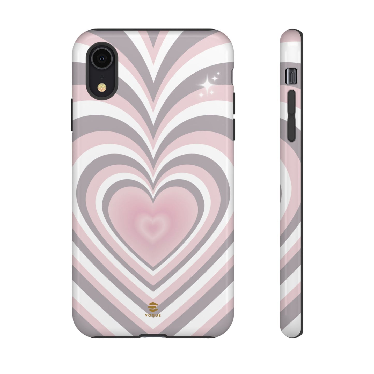 Pink & Grey Heart Design - Phone Case, Love, Valentine's Day Gift for Her