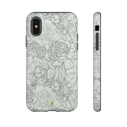 Funda para iPhone con diseño de peonías y salvia