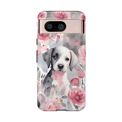 Cute Puppy Google Phone Case For Valentine's day Pink & Grey durable Protective Cover