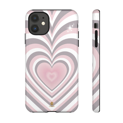 Pink & Grey Heart Design - Phone Case, Love, Valentine's Day Gift for Her