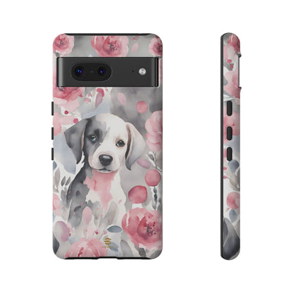 Cute Puppy Google Phone Case For Valentine's day Pink & Grey durable Protective Cover