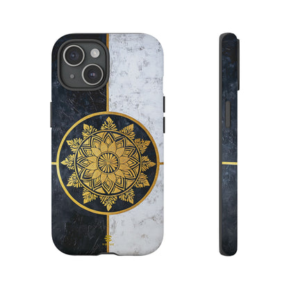 Funda para iPhone con diseño de mandala dorado