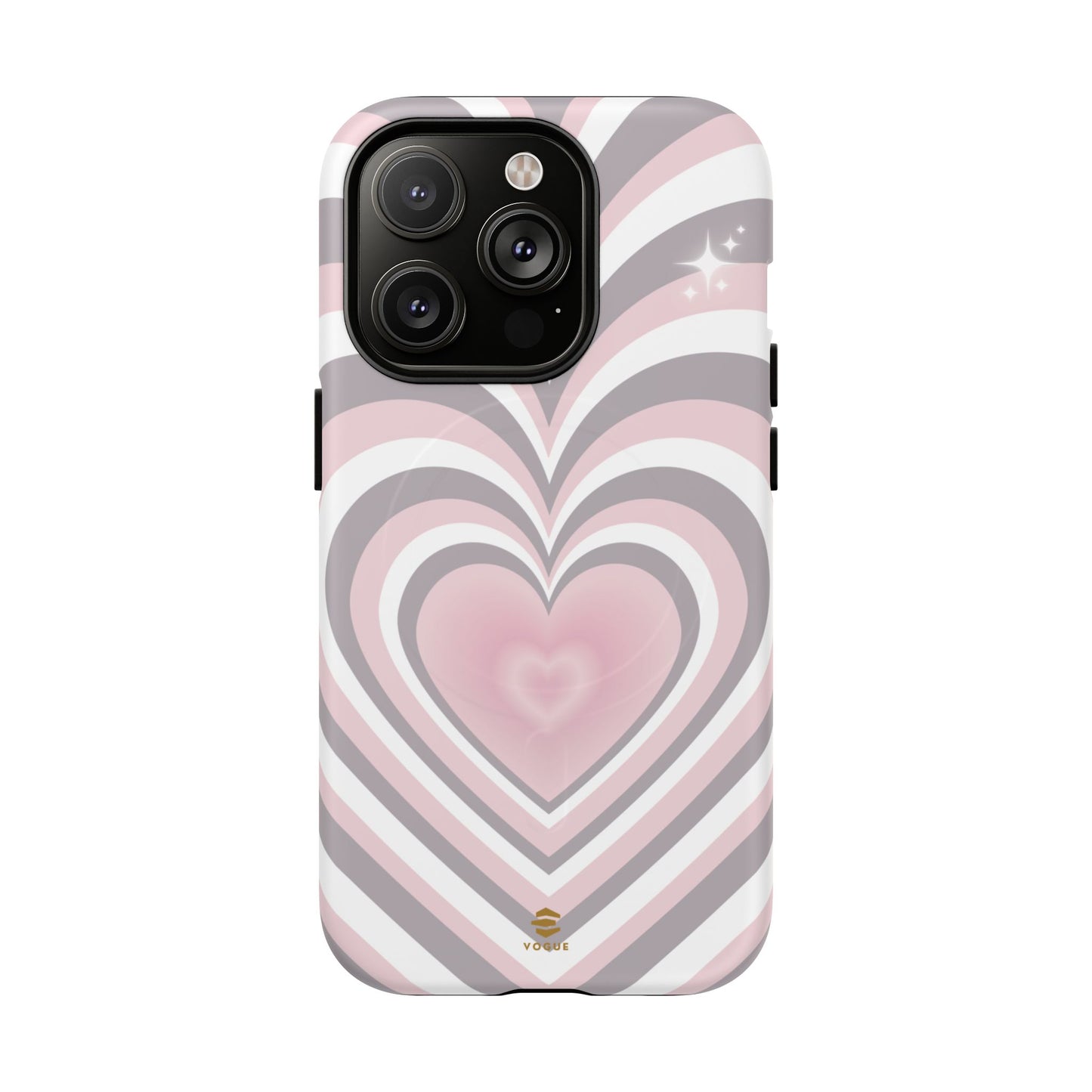 Pink & Grey Heart Design - Phone Case MagSafe, Love, Valentine's Day Gift for Her