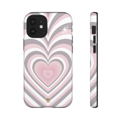 Pink & Grey Heart Design - Phone Case, Love, Valentine's Day Gift for Her