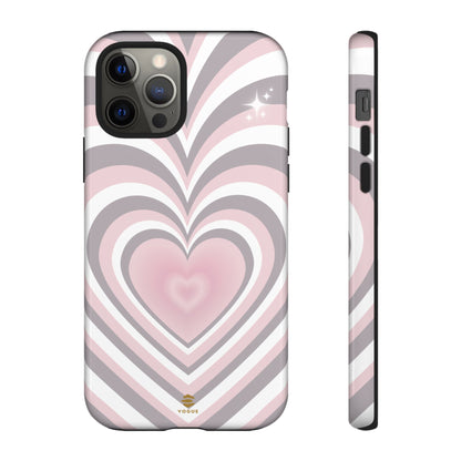 Pink & Grey Heart Design - Phone Case, Love, Valentine's Day Gift for Her