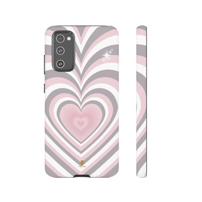 Pink & Grey Heart Design - Phone Case, Love, Valentine's Day Gift for Her