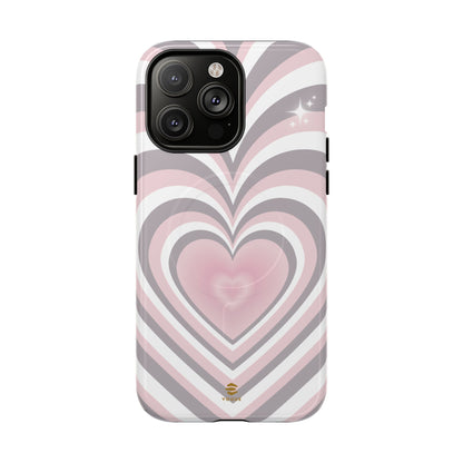 Pink & Grey Heart Design - Phone Case MagSafe, Love, Valentine's Day Gift for Her