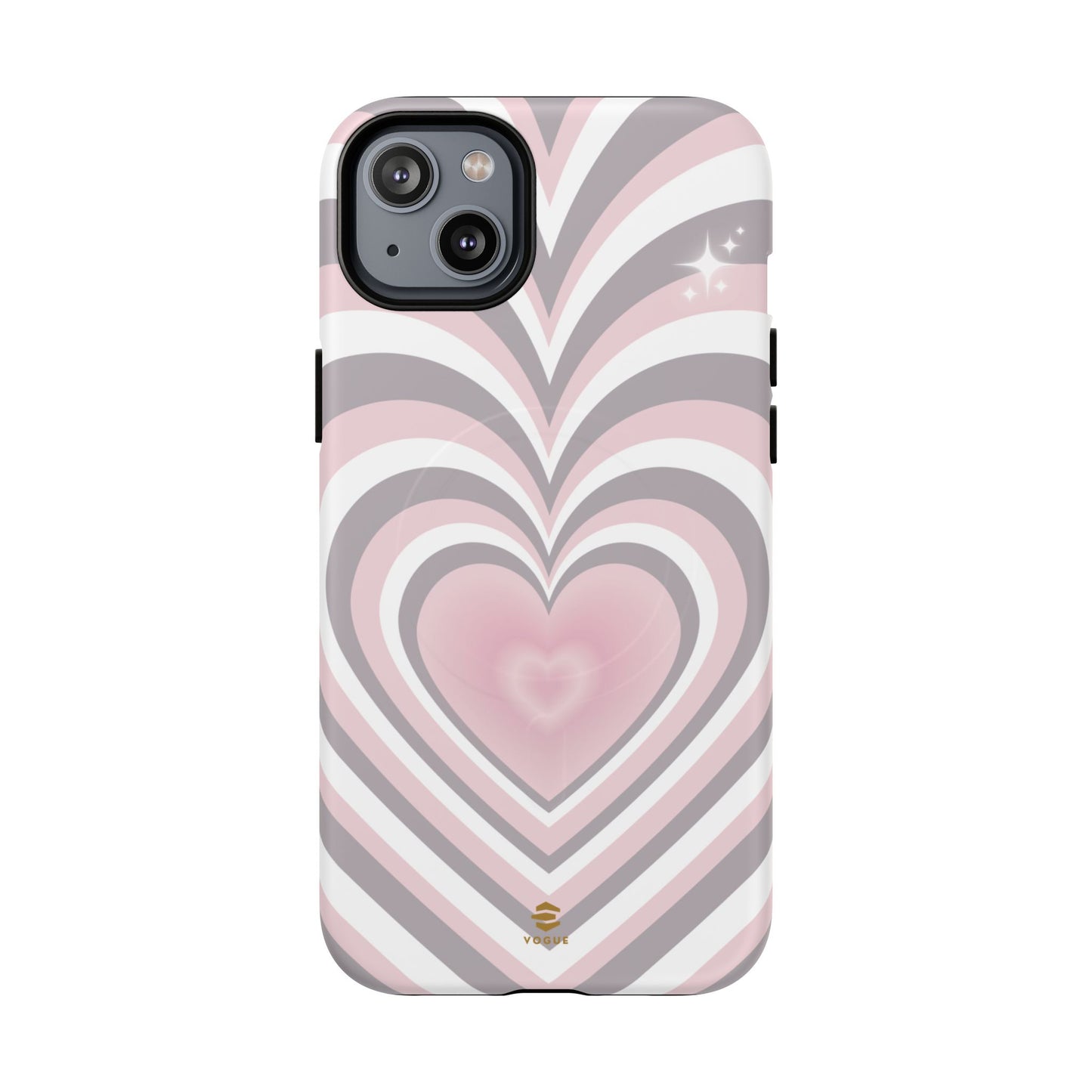 Pink & Grey Heart Design - Phone Case MagSafe, Love, Valentine's Day Gift for Her