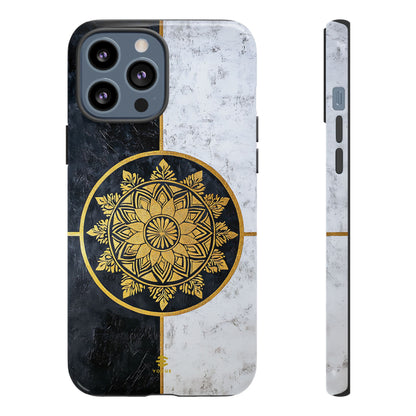 Funda para iPhone con diseño de mandala dorado