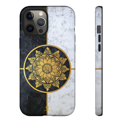 Funda para iPhone con diseño de mandala dorado