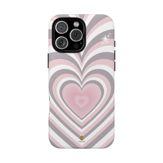 Pink & Grey Heart Design - Phone Case, Love, Valentine's Day Gift for Her