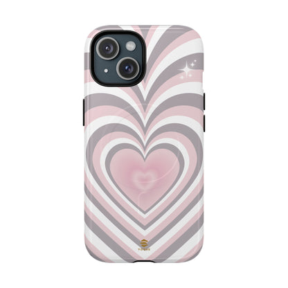 Pink & Grey Heart Design - Phone Case MagSafe, Love, Valentine's Day Gift for Her