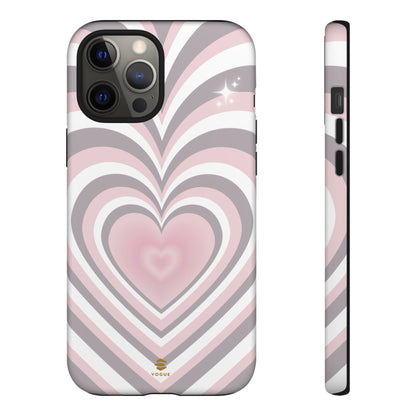 Pink & Grey Heart Design - Phone Case, Love, Valentine's Day Gift for Her