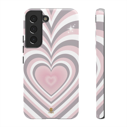 Pink & Grey Heart Design - Phone Case, Love, Valentine's Day Gift for Her