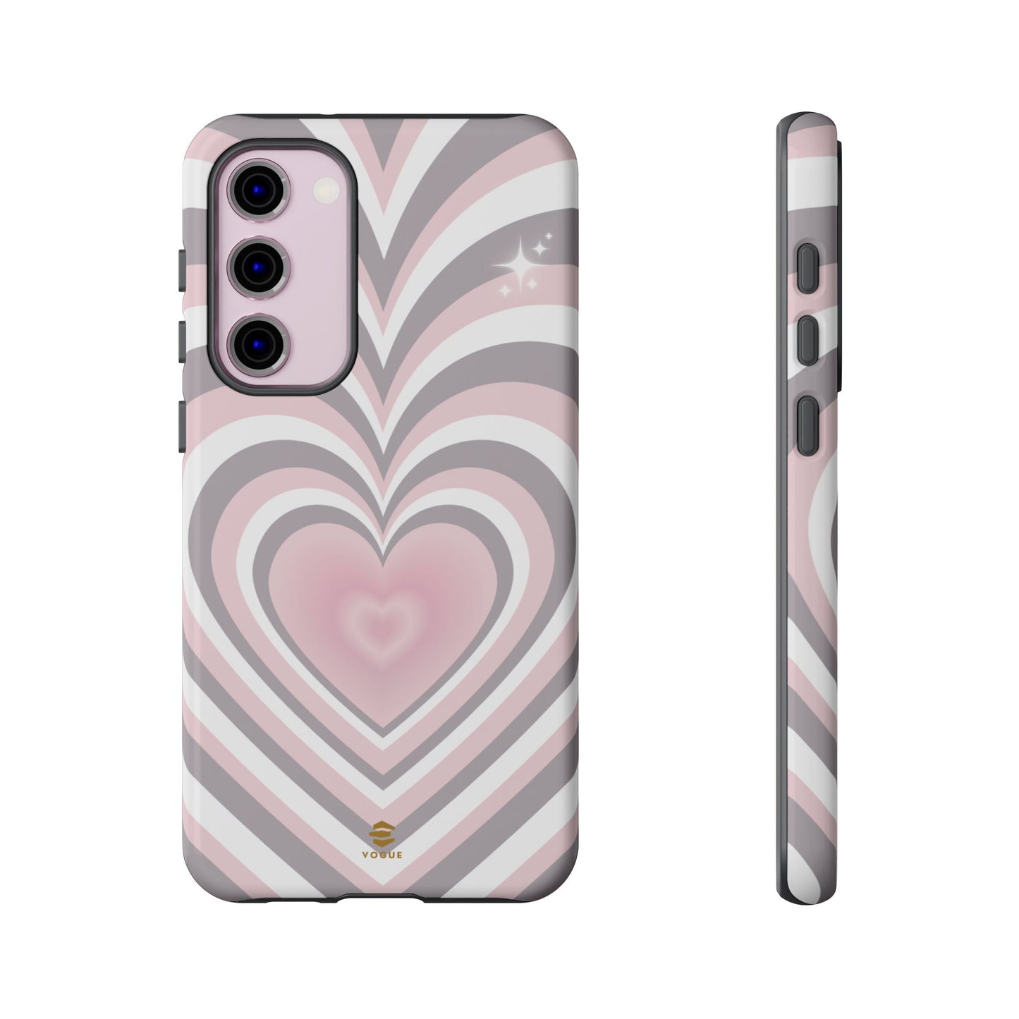 Pink & Grey Heart Design - Phone Case, Love, Valentine's Day Gift for Her