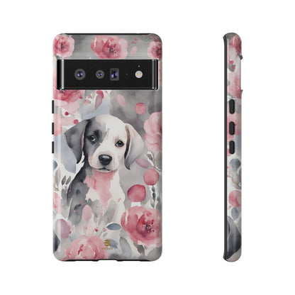 Cute Puppy Google Phone Case For Valentine's day Pink & Grey durable Protective Cover