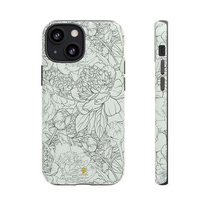 Funda para iPhone con diseño de peonías y salvia