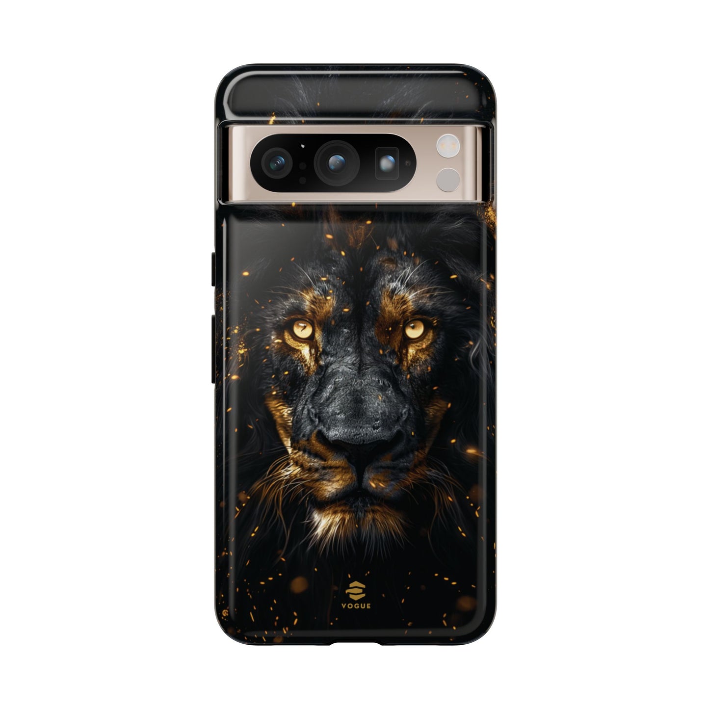 Estuche de Google con arte del león negro