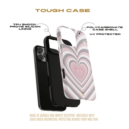 Pink & Grey Heart Design - Phone Case, Love, Valentine's Day Gift for Her