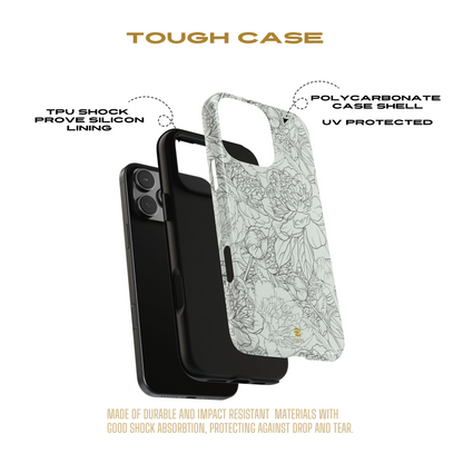 Funda para iPhone con diseño de peonías y salvia