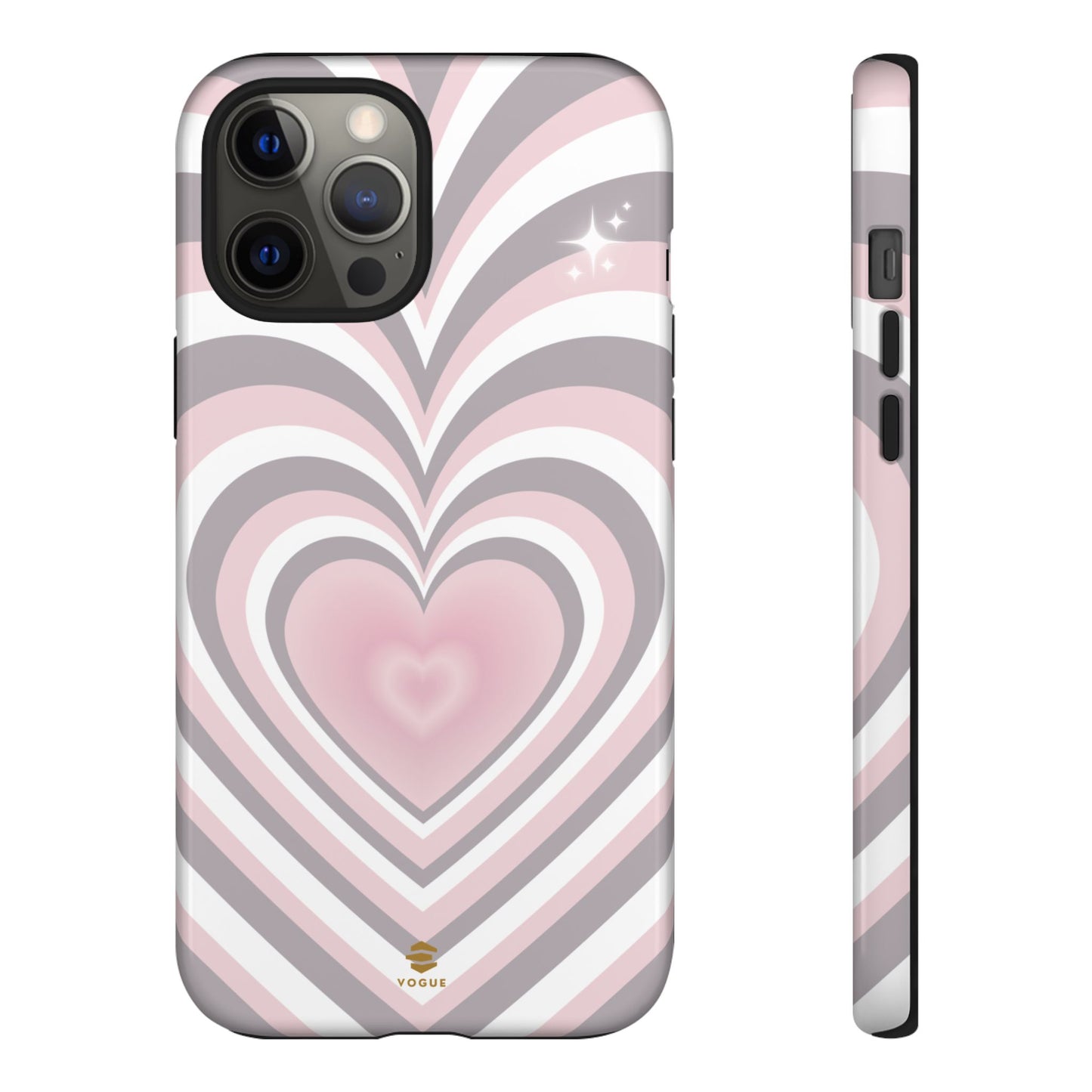 Pink & Grey Heart Design - Phone Case, Love, Valentine's Day Gift for Her