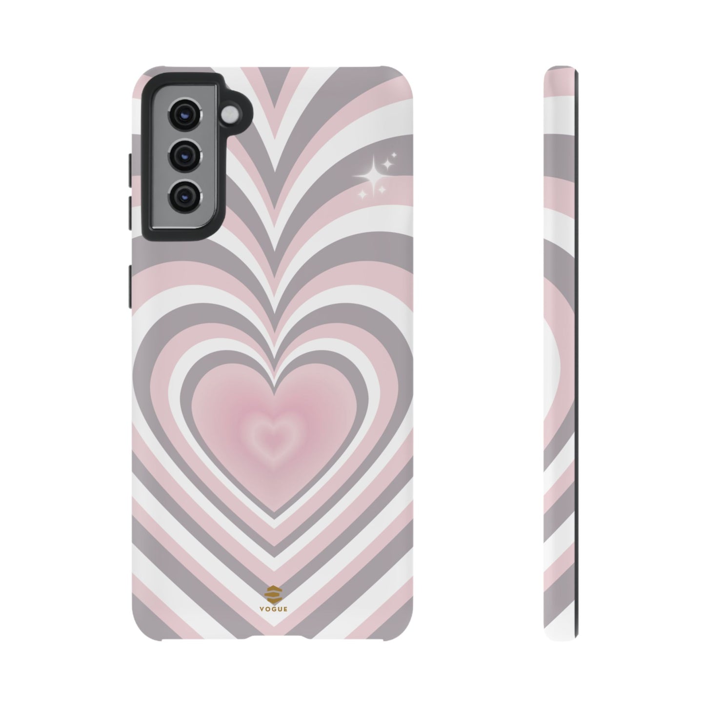 Pink & Grey Heart Design - Phone Case, Love, Valentine's Day Gift for Her