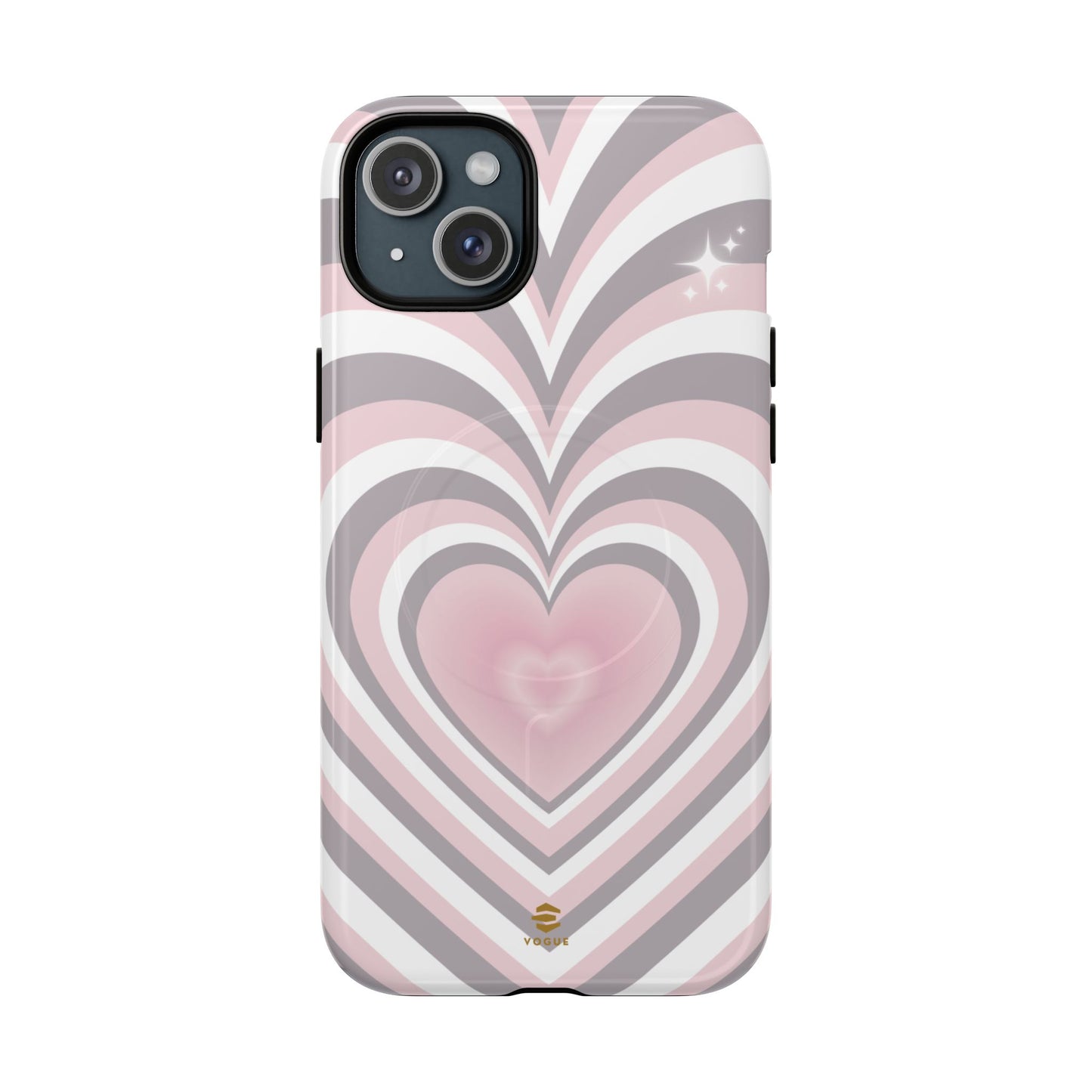 Pink & Grey Heart Design - Phone Case MagSafe, Love, Valentine's Day Gift for Her