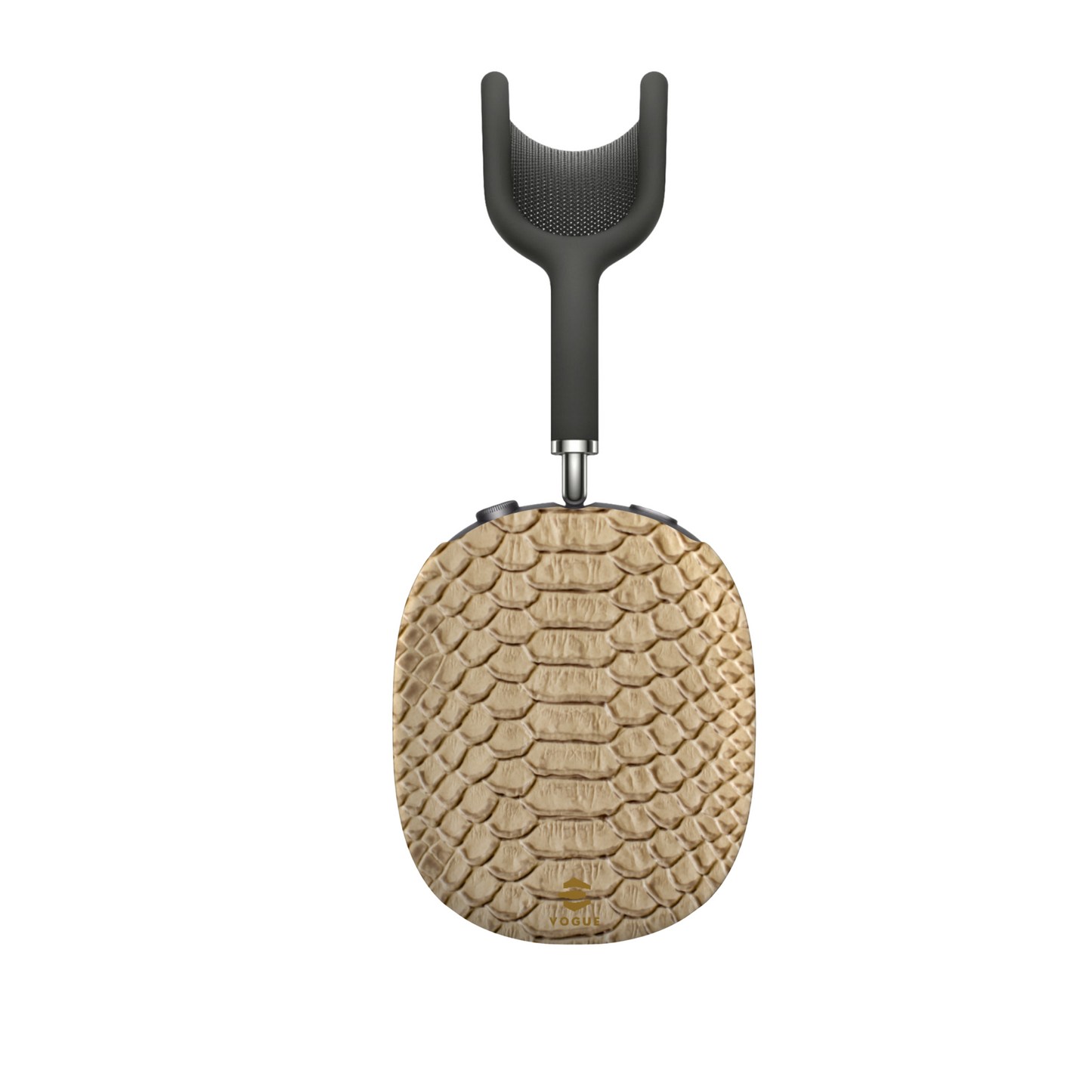 Fundas para AirPod Max en color beige con efecto piel de serpiente