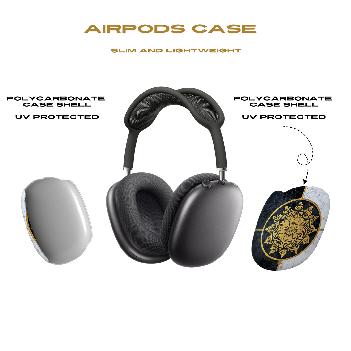 Gold Mandala Art AirPod Max Cases