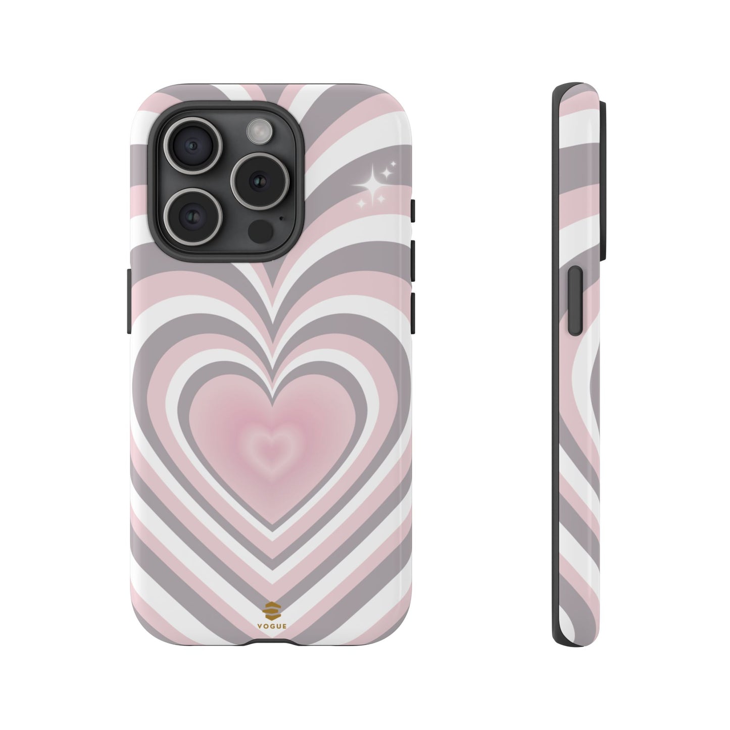 Pink & Grey Heart Design - Phone Case, Love, Valentine's Day Gift for Her