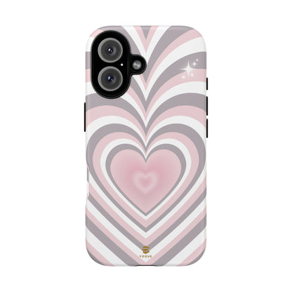 Pink & Grey Heart Design - Phone Case, Love, Valentine's Day Gift for Her