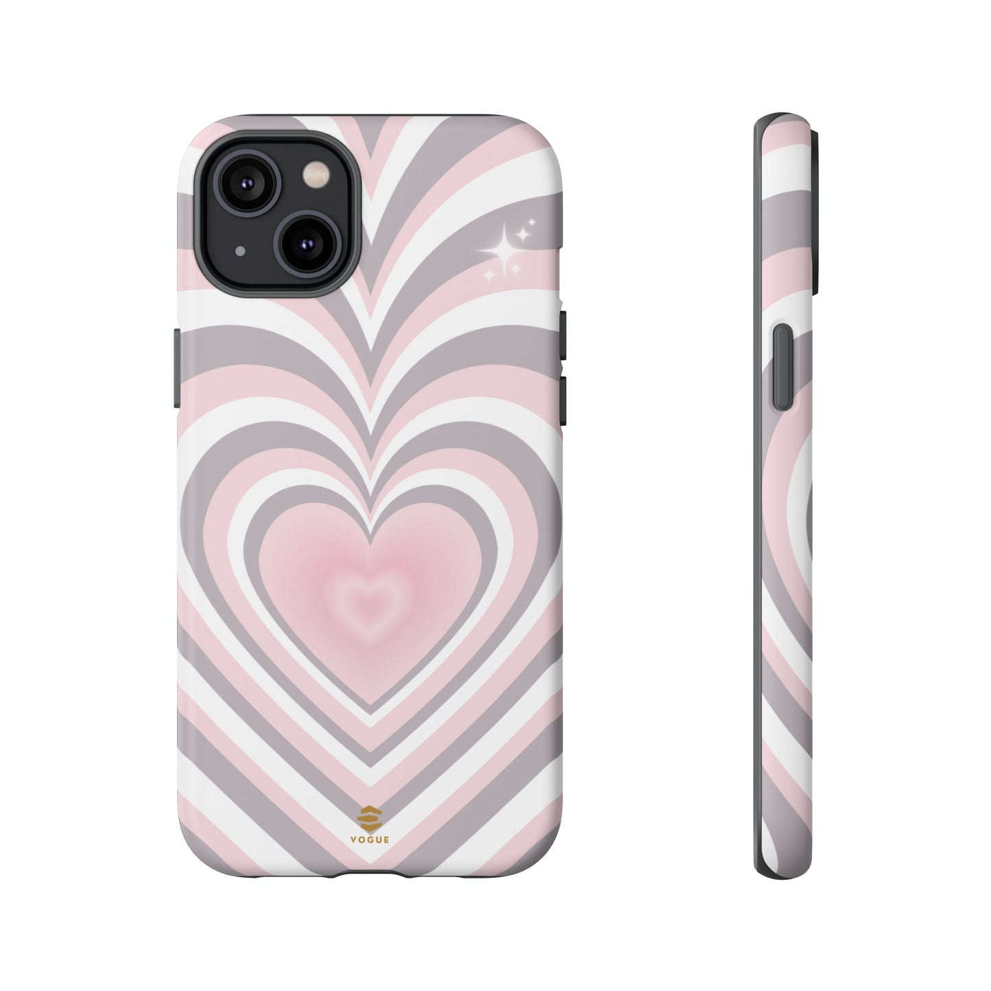 Pink & Grey Heart Design - Phone Case, Love, Valentine's Day Gift for Her