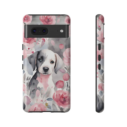 Cute Puppy Google Phone Case For Valentine's day Pink & Grey durable Protective Cover