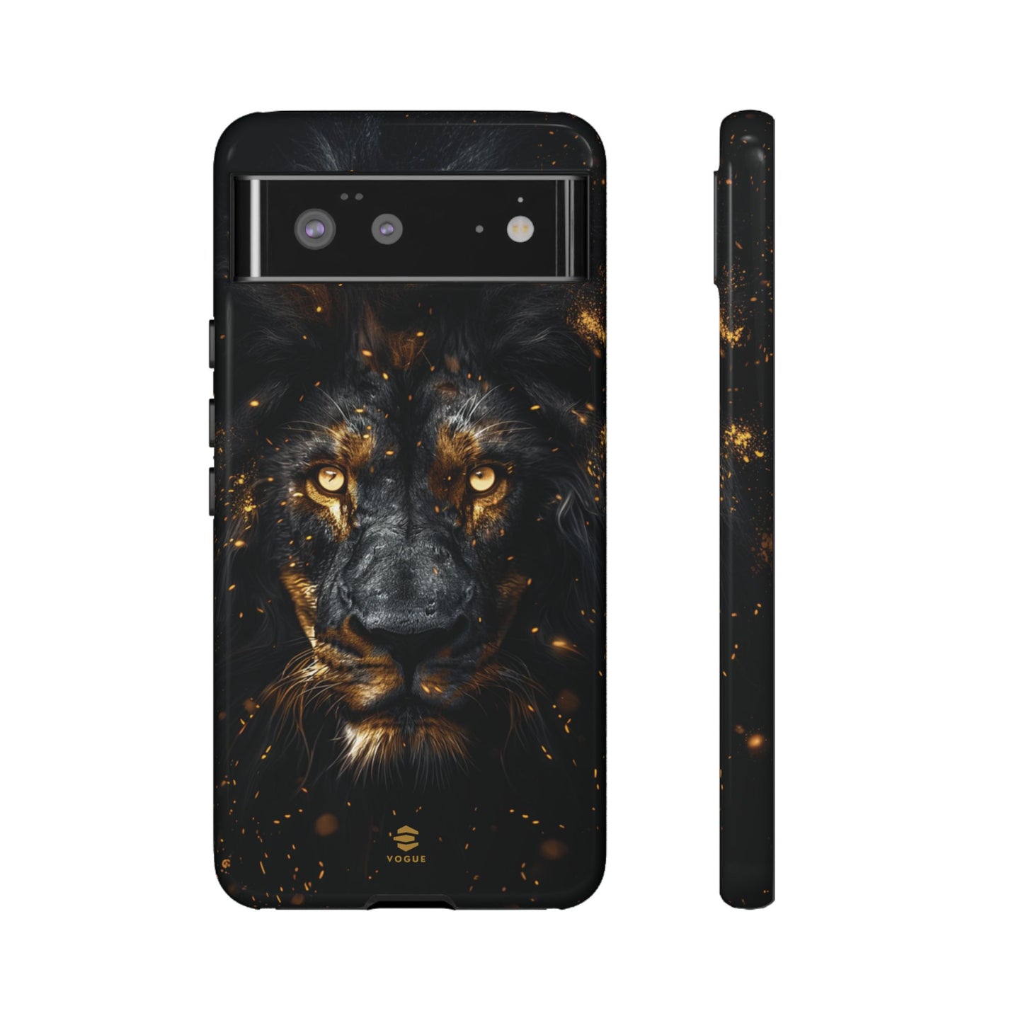 Estuche de Google con arte del león negro