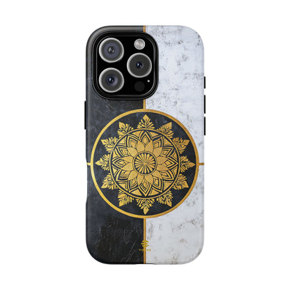 Funda para iPhone con diseño de mandala dorado