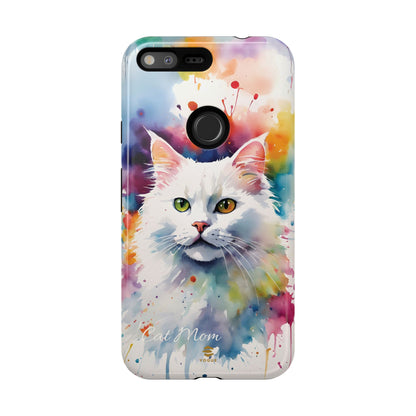 Custom White Cat Google Pixel Tough Phone Case