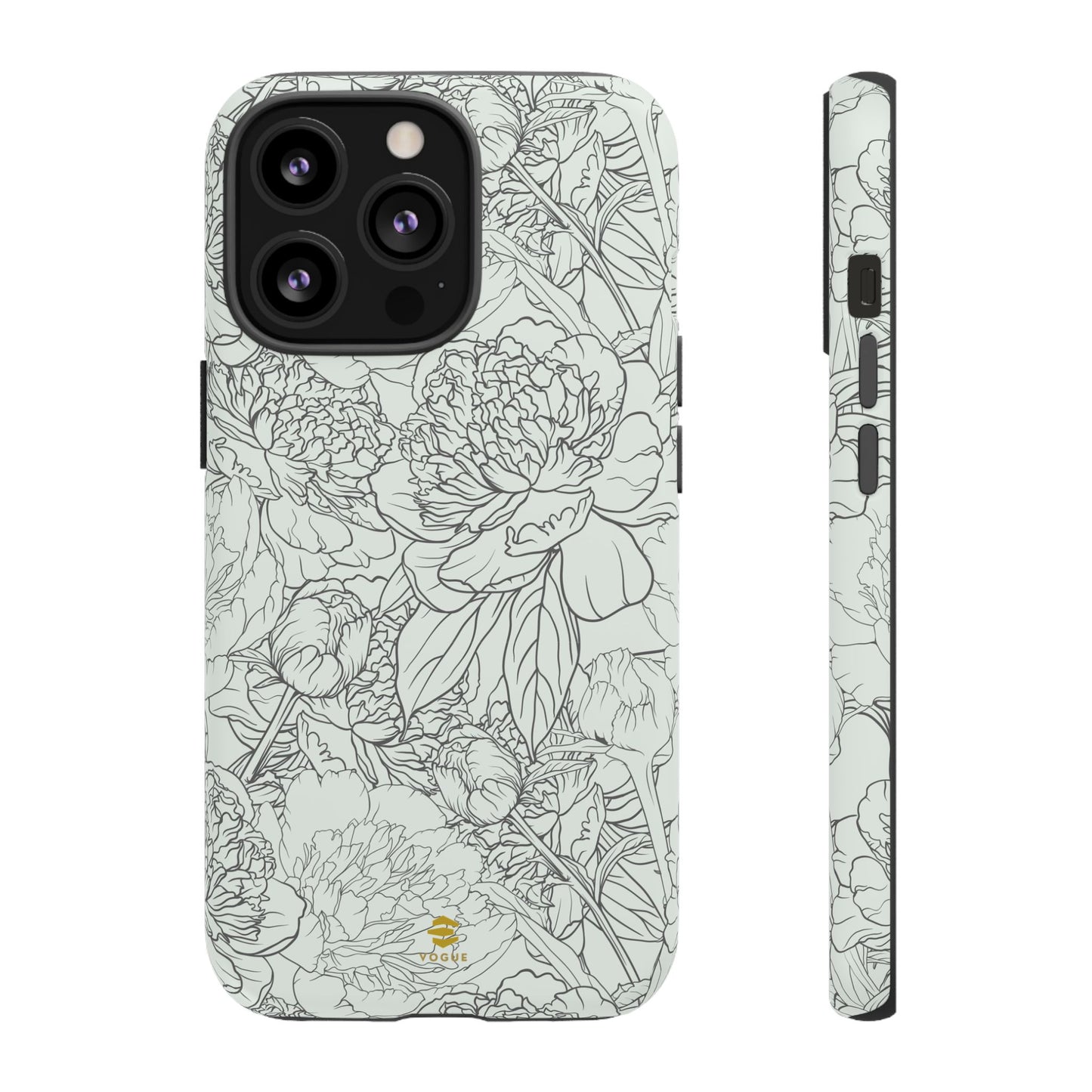 Funda para iPhone con diseño de peonías y salvia