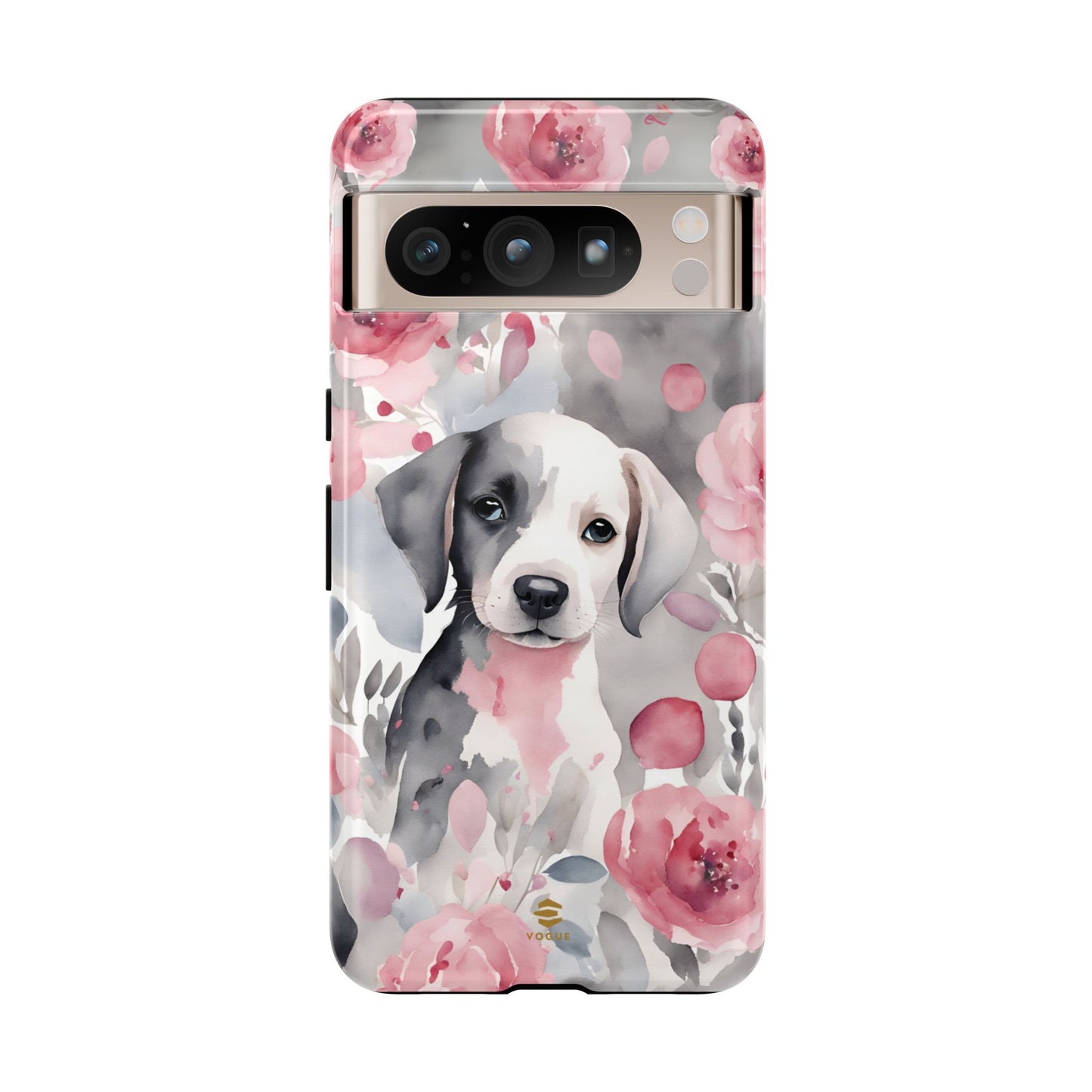 Cute Puppy Google Phone Case For Valentine's day Pink & Grey durable Protective Cover