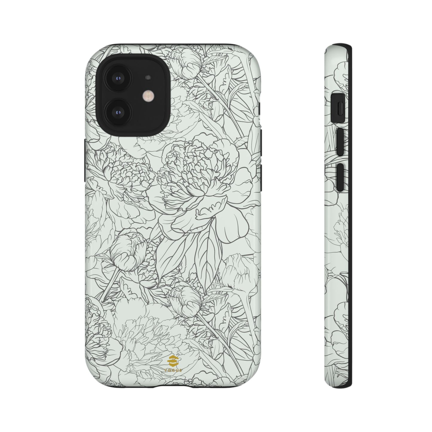 Funda para iPhone con diseño de peonías y salvia