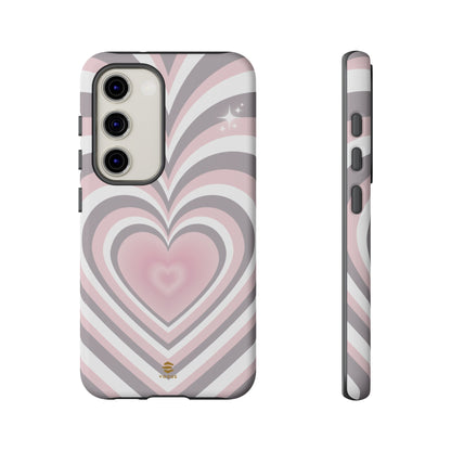 Pink & Grey Heart Design - Phone Case, Love, Valentine's Day Gift for Her