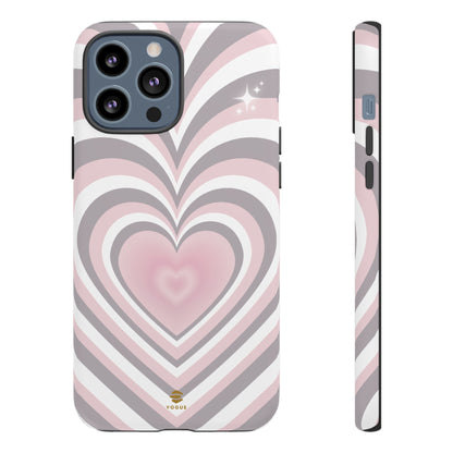 Pink & Grey Heart Design - Phone Case, Love, Valentine's Day Gift for Her