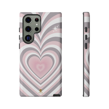 Pink & Grey Heart Design - Phone Case, Love, Valentine's Day Gift for Her