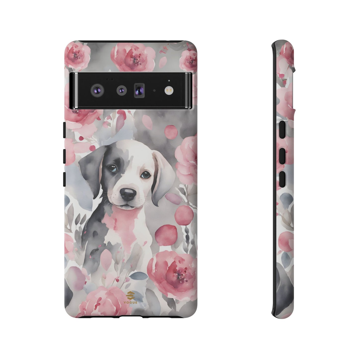 Cute Puppy Google Phone Case For Valentine's day Pink & Grey durable Protective Cover