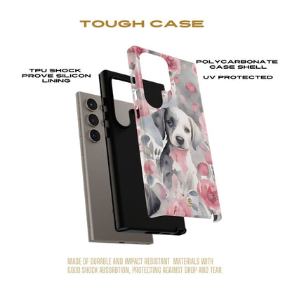 Cute Puppy Samsung Phone Case, Love, Valentine's Day Gift for Her Pink & Grey Protective cover